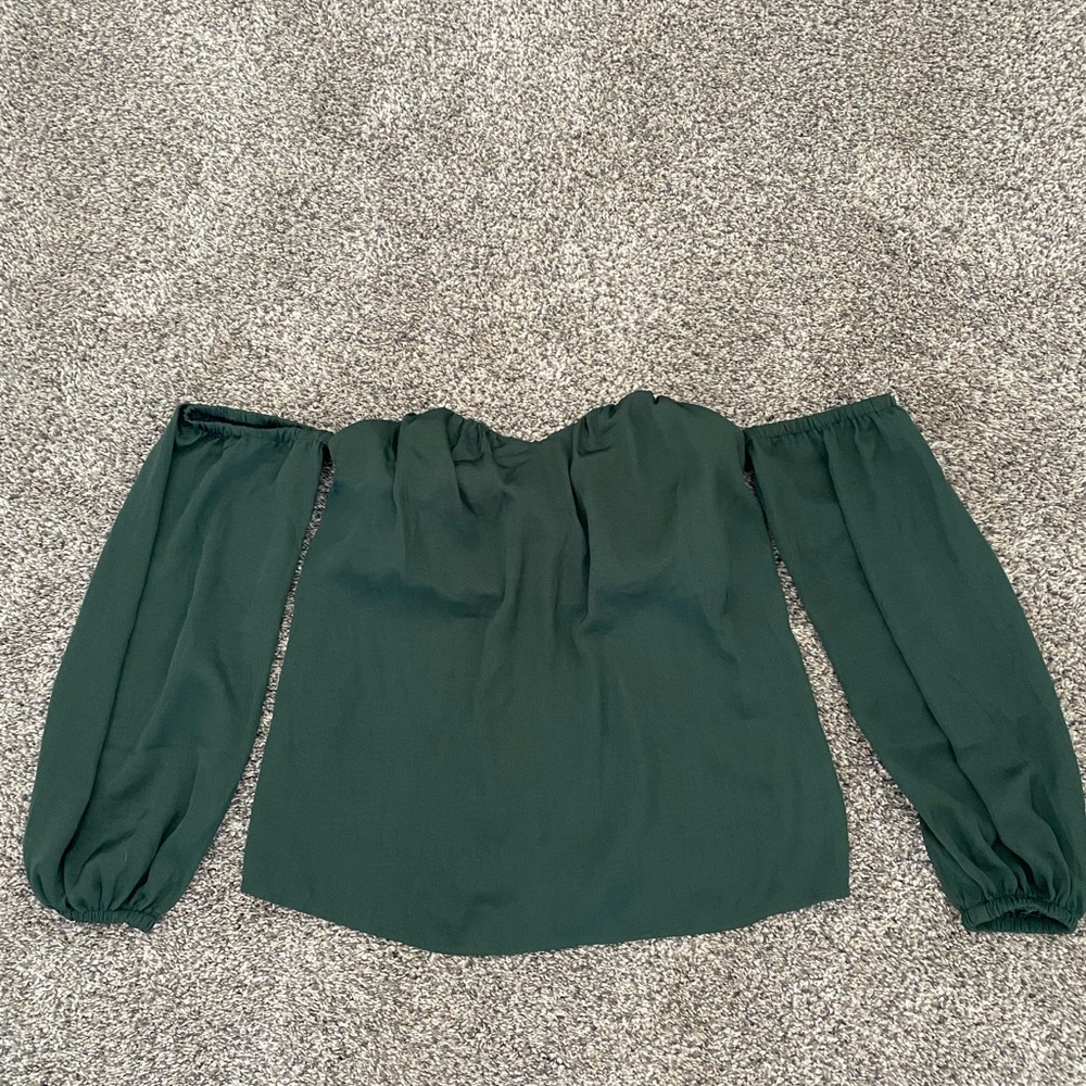 Banana Republic Elegant Forest Green Off-Shoulder Top sz XS